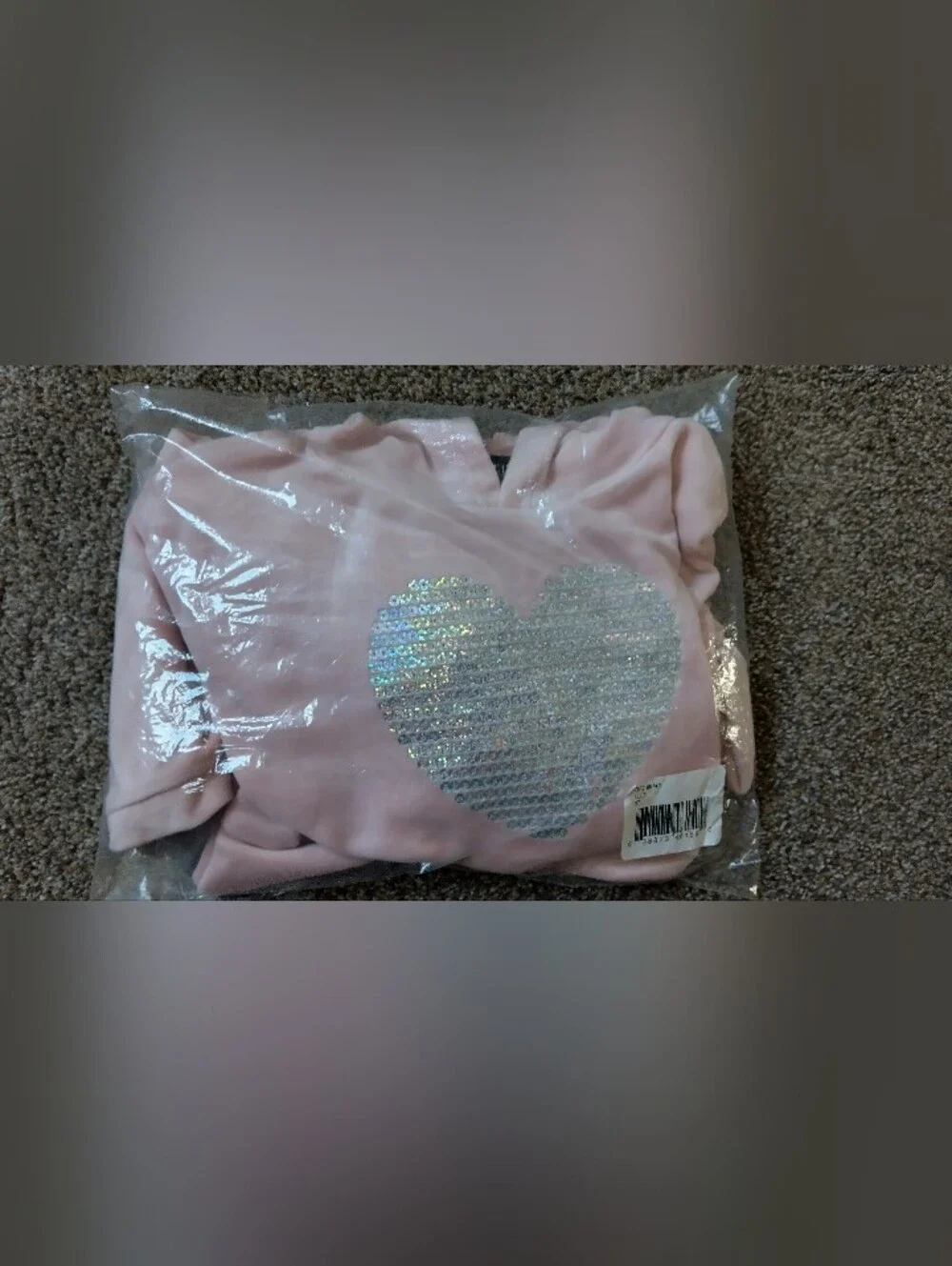 Light Pink Hoodie and Jogger Set with Silver Sequin Heart 🩷
